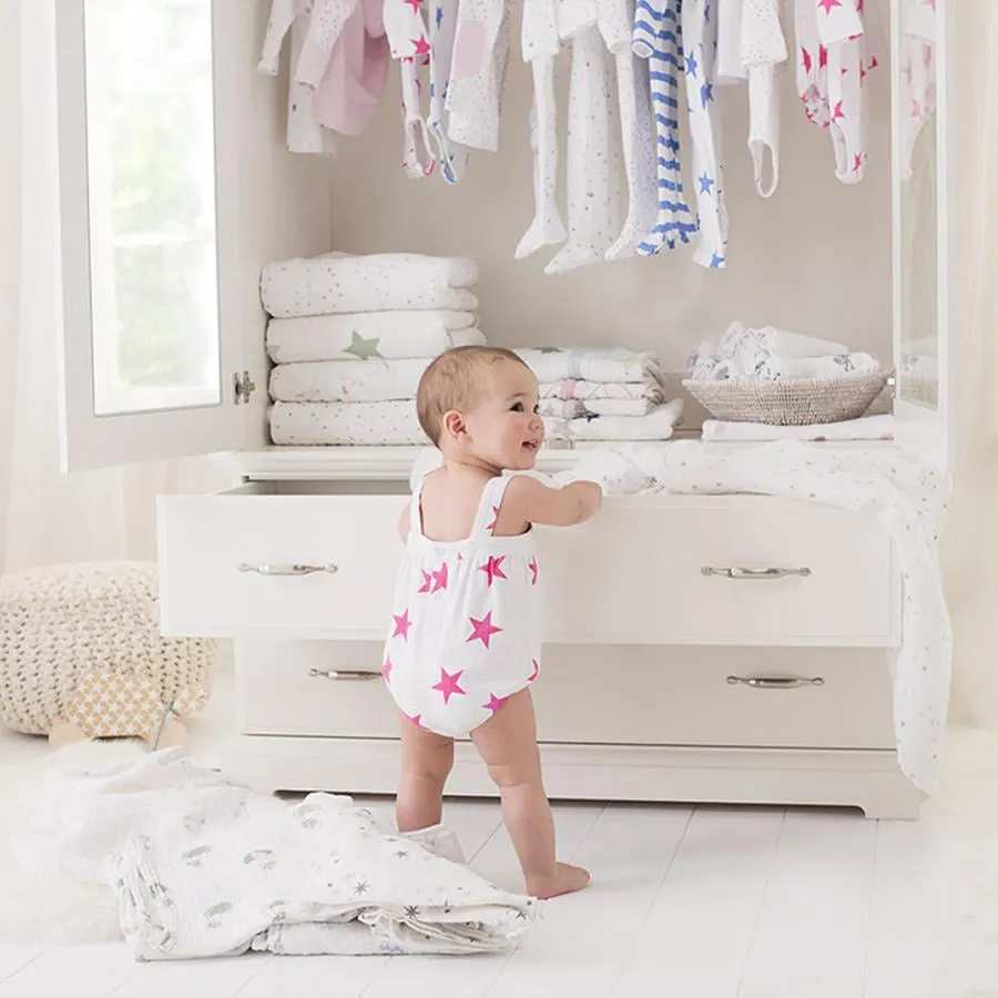 Aden   Anais Strampler - Schockierendes Pink Stern (6-9 Monate)