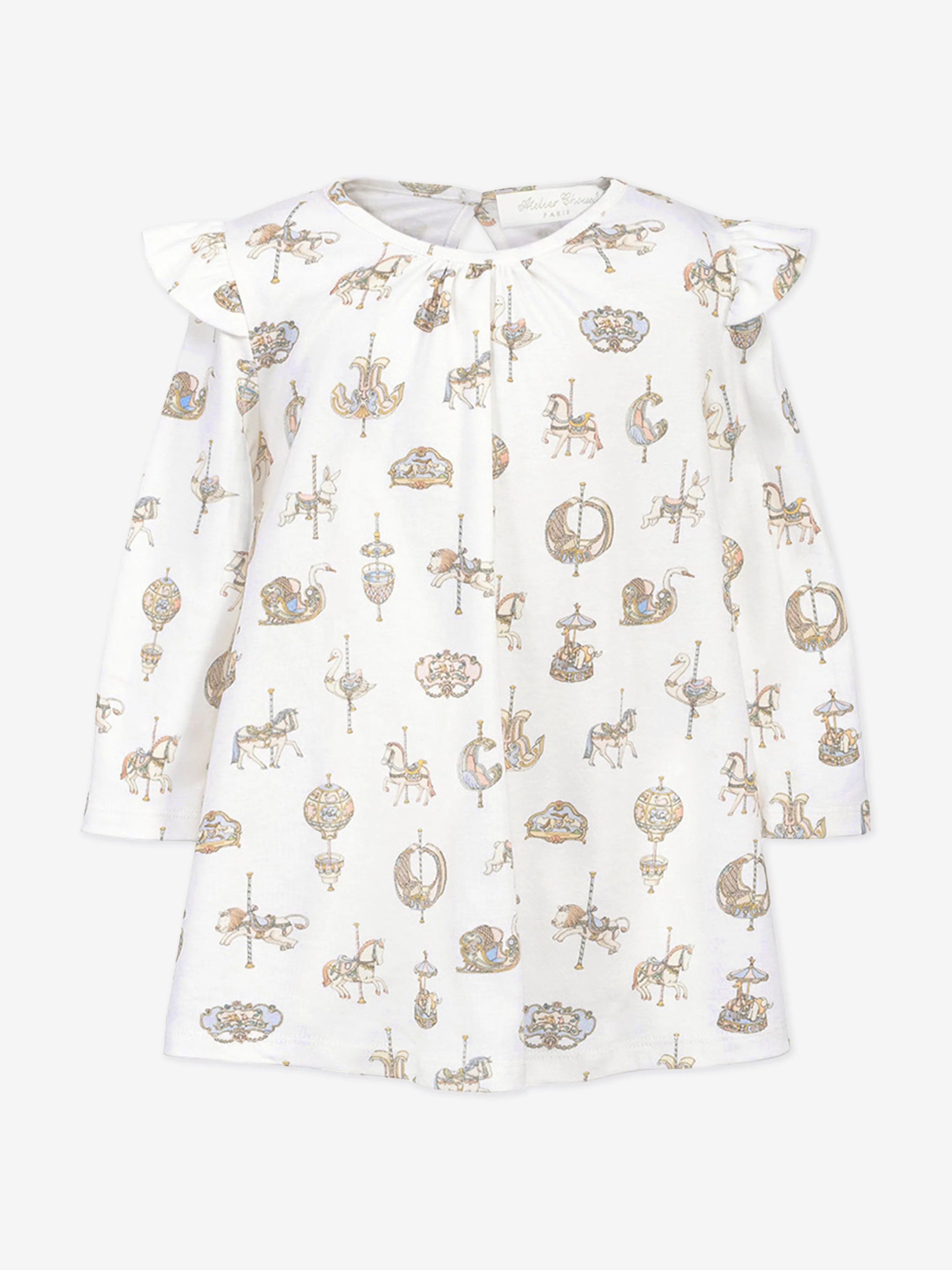 Atelier Choux Baby Girls Karussell-Jersey-Kleid in Weiß