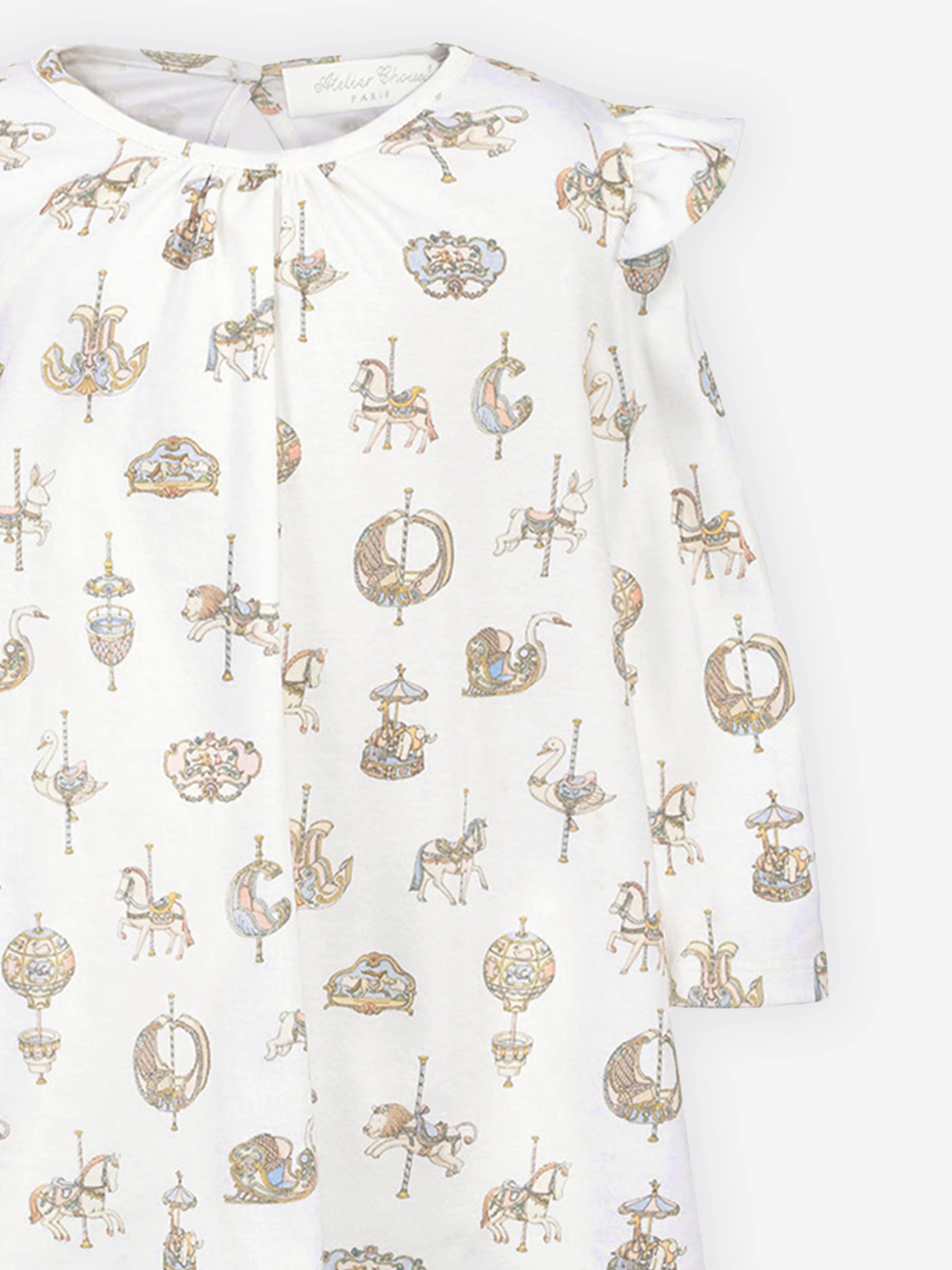 Atelier Choux Baby Girls Karussell-Jersey-Kleid in Weiß