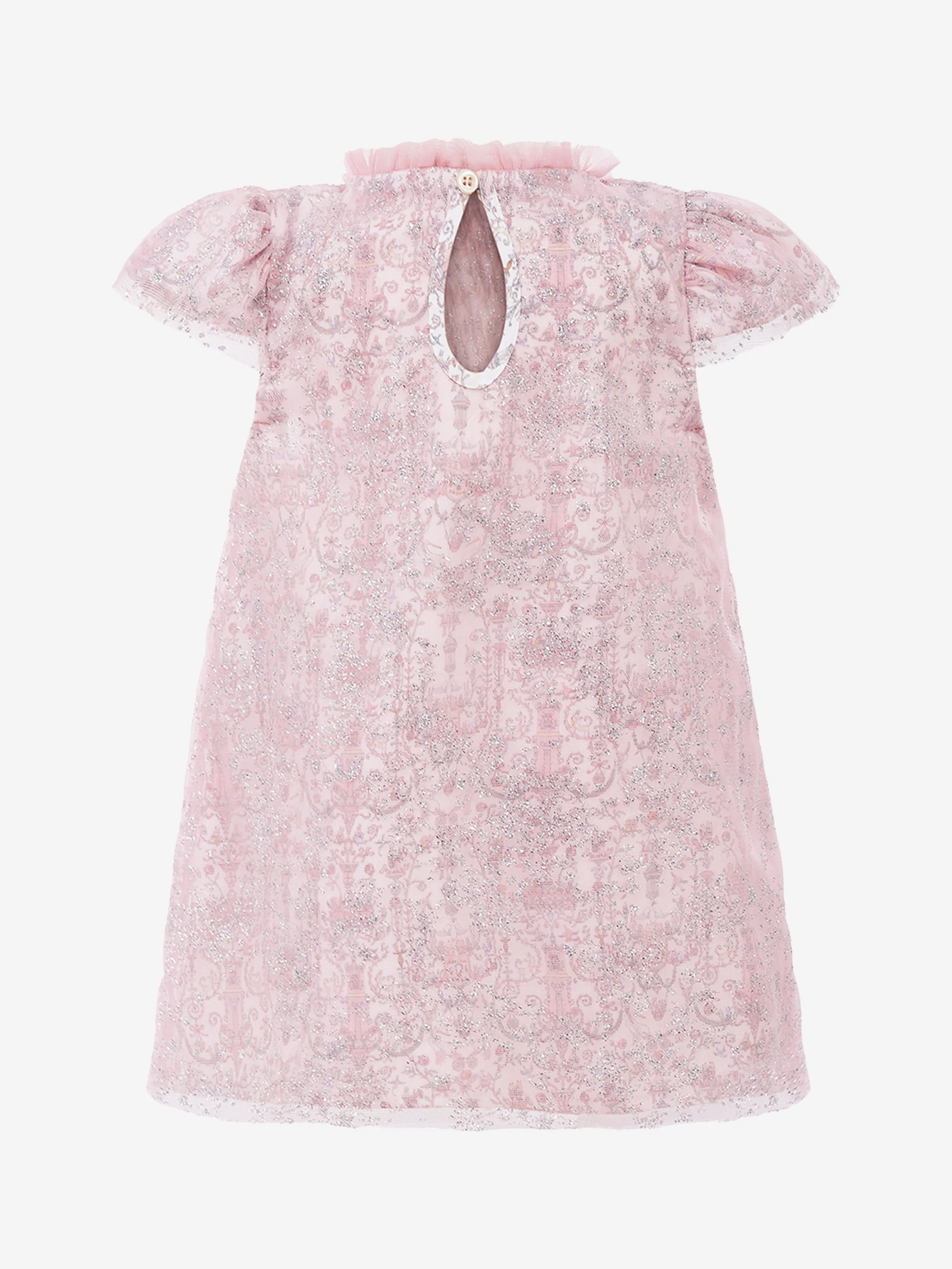 Atelier Choux Baby Mädchen Glitzer Toile de Jouy Kleid in Rosa