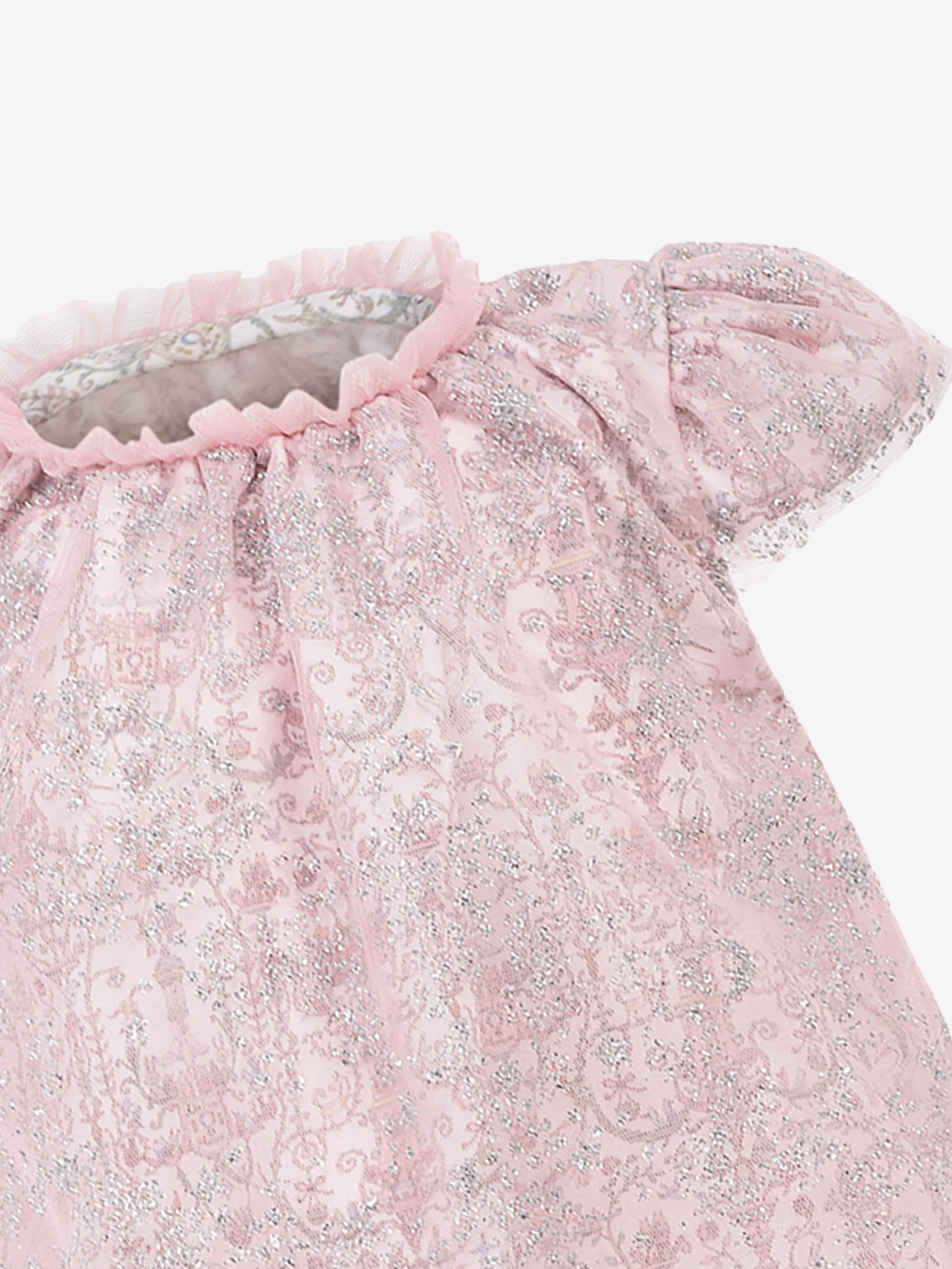 Atelier Choux Baby Mädchen Glitzer Toile de Jouy Kleid in Rosa