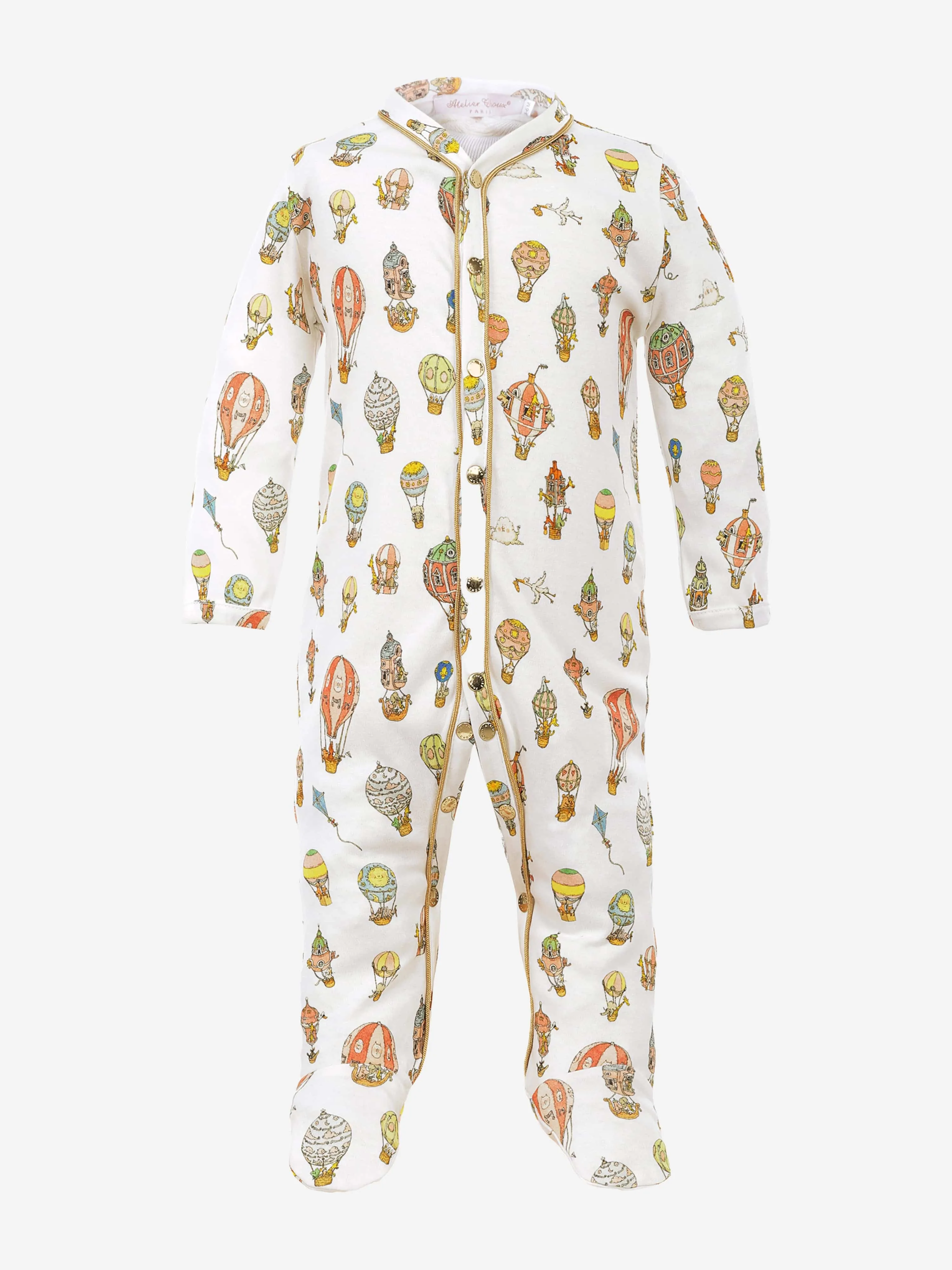 Atelier Choux Baby Heißluftballon Classic Playsuit in Weiß