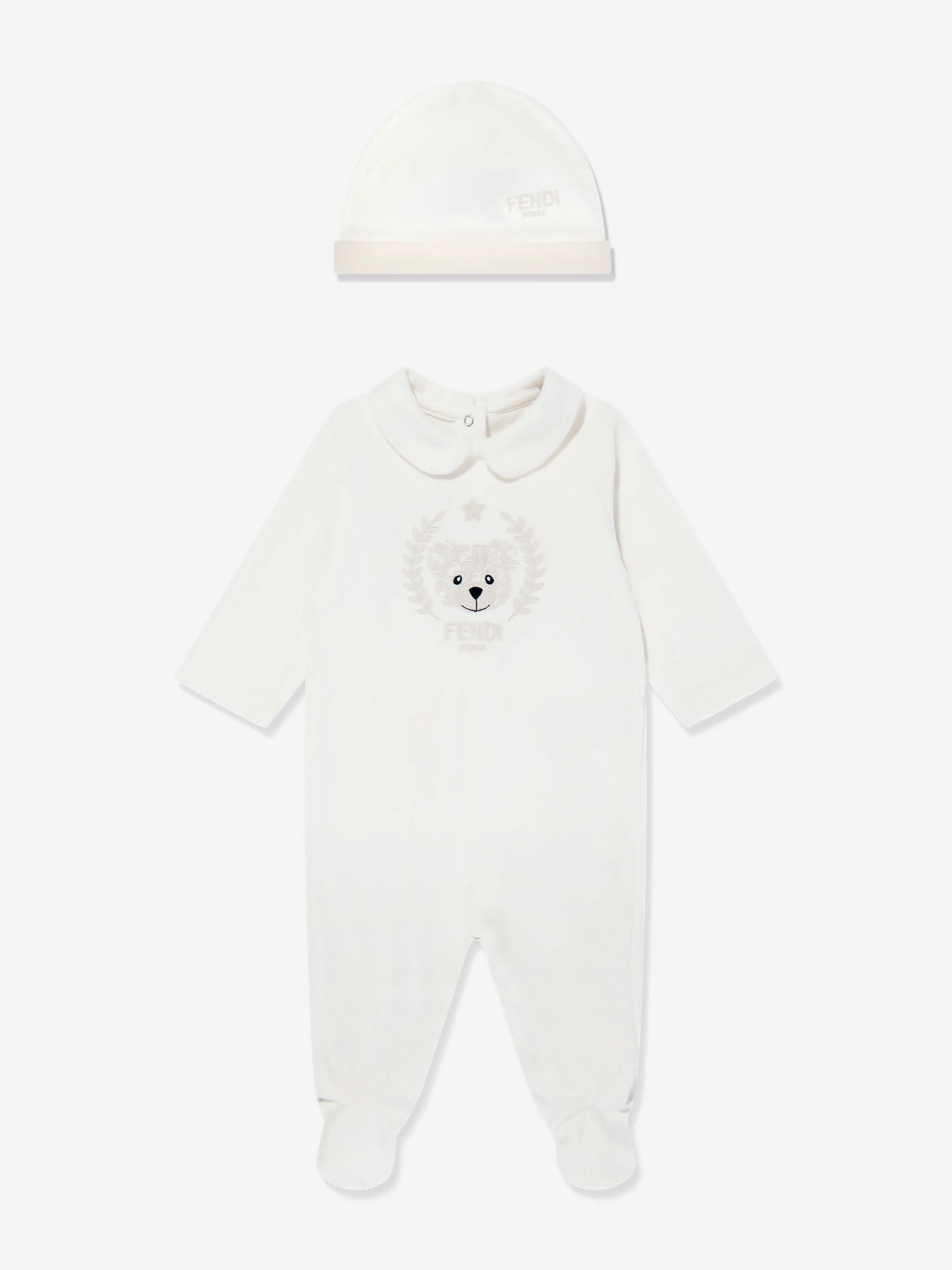 Baby Bear Chenille Babygrow-Set in Weiß