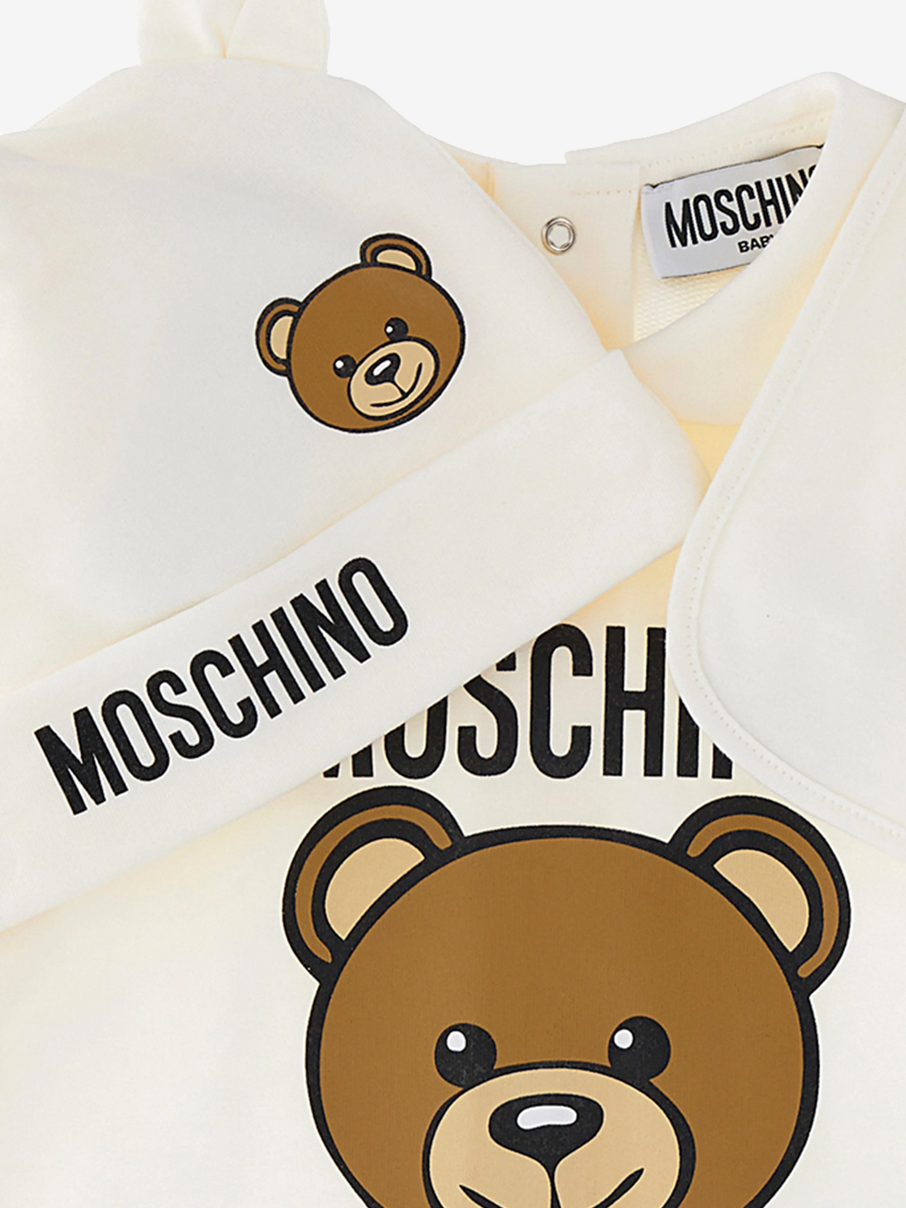 Baby Bär Logo Babygrow-Set in Elfenbein