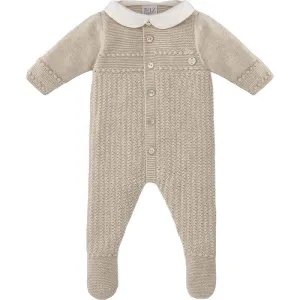 Beige gestrickter Baby-Body für Jungen