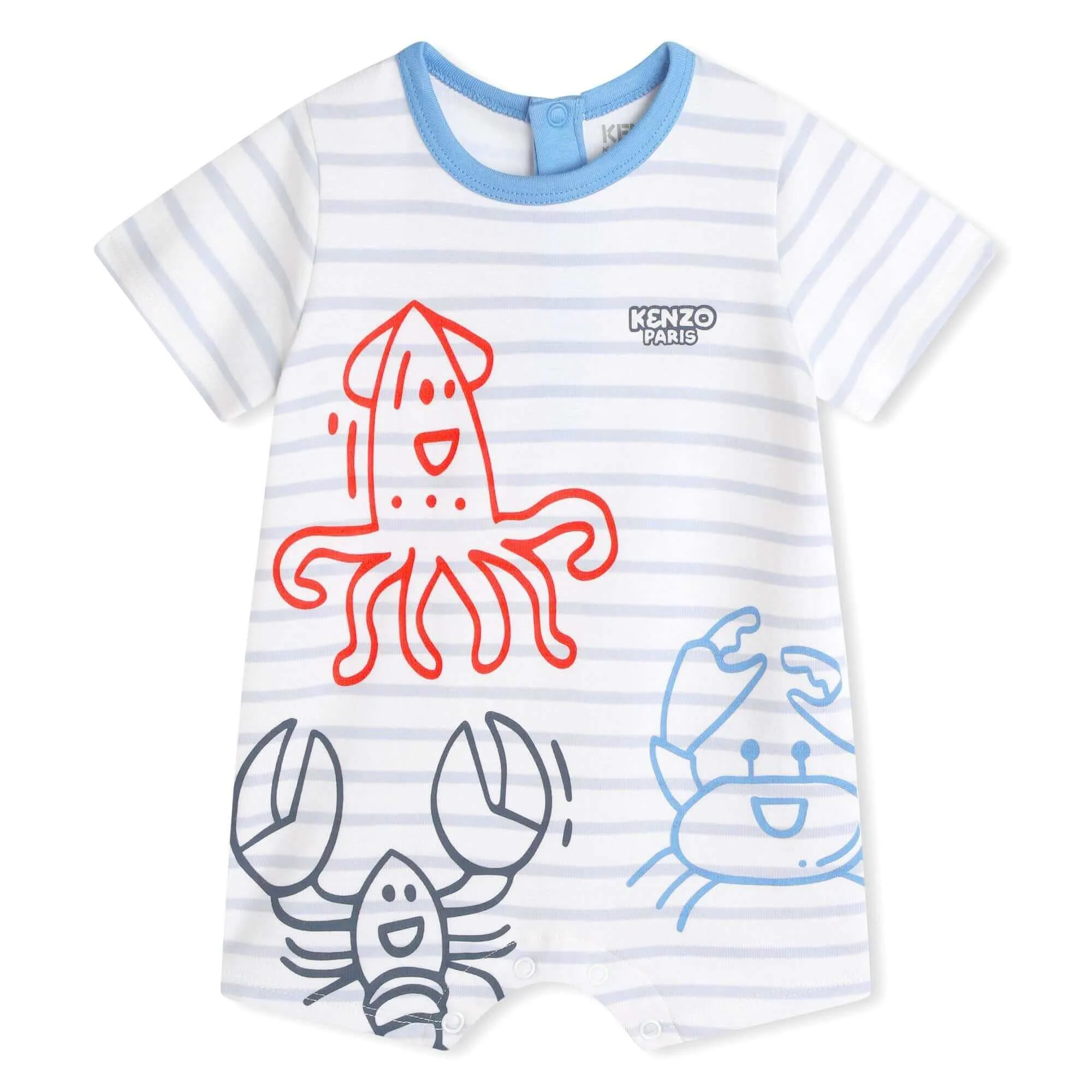 Baby Boys Blau & Weiß Meerestier-Strampler