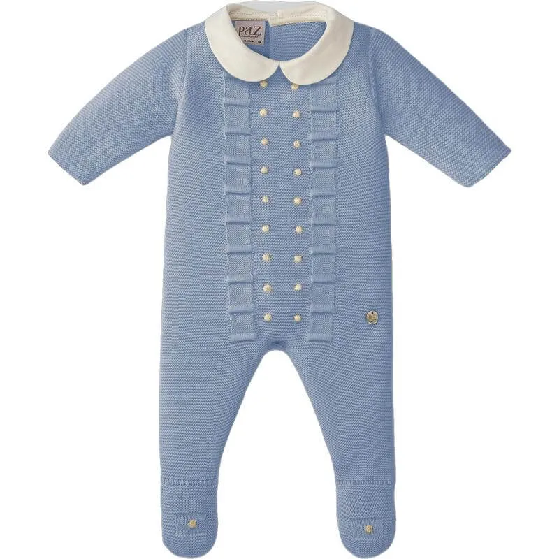 Blaues Kragen-Strickoverall für Babyjungen
