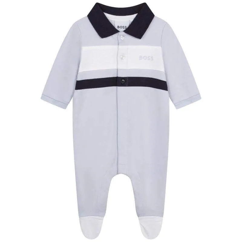 Baby Boys Blauer Baumwoll-Babybody