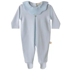 Baby Boys Blauer Baumwoll-Piqué-Kragen-Strampler
