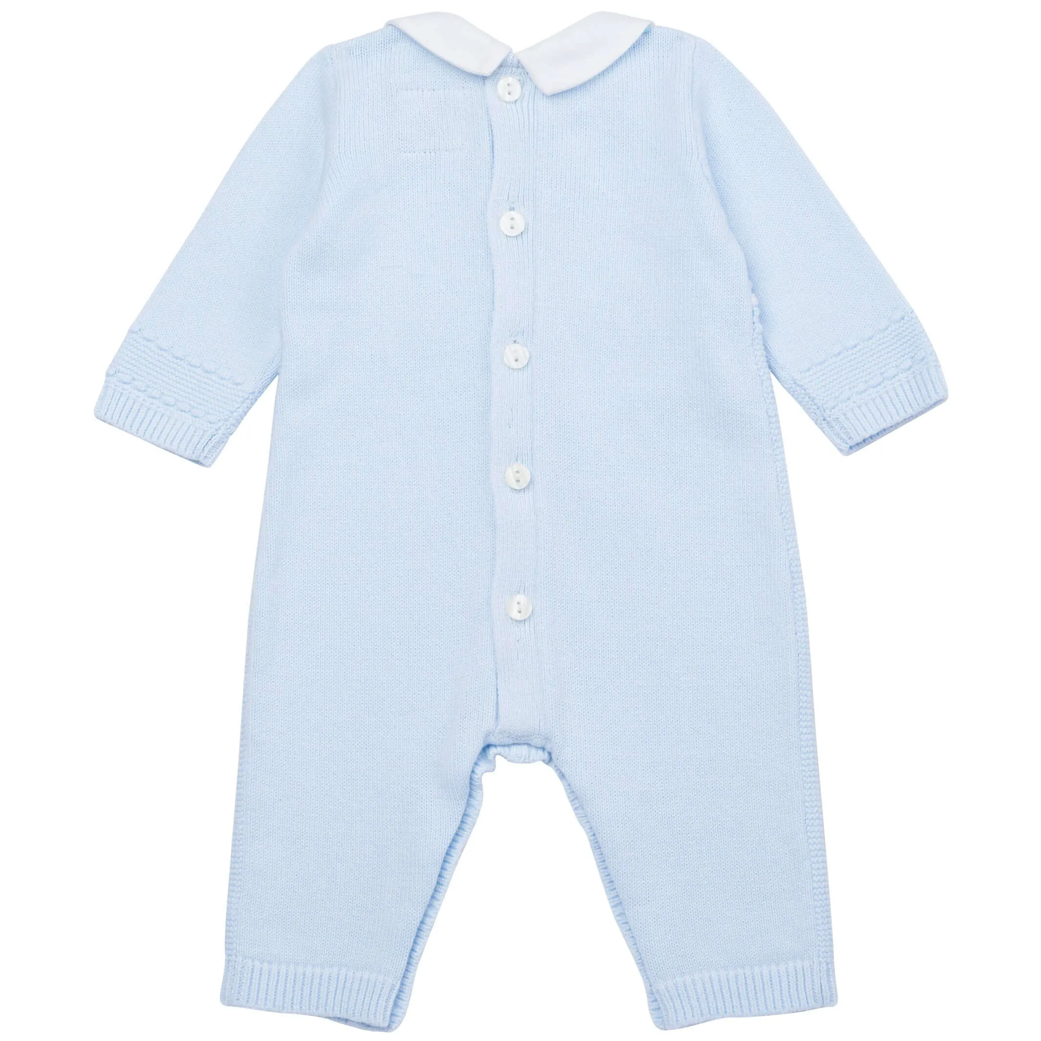 Blaues Strickoutfit mit Mütze für Babyjungen