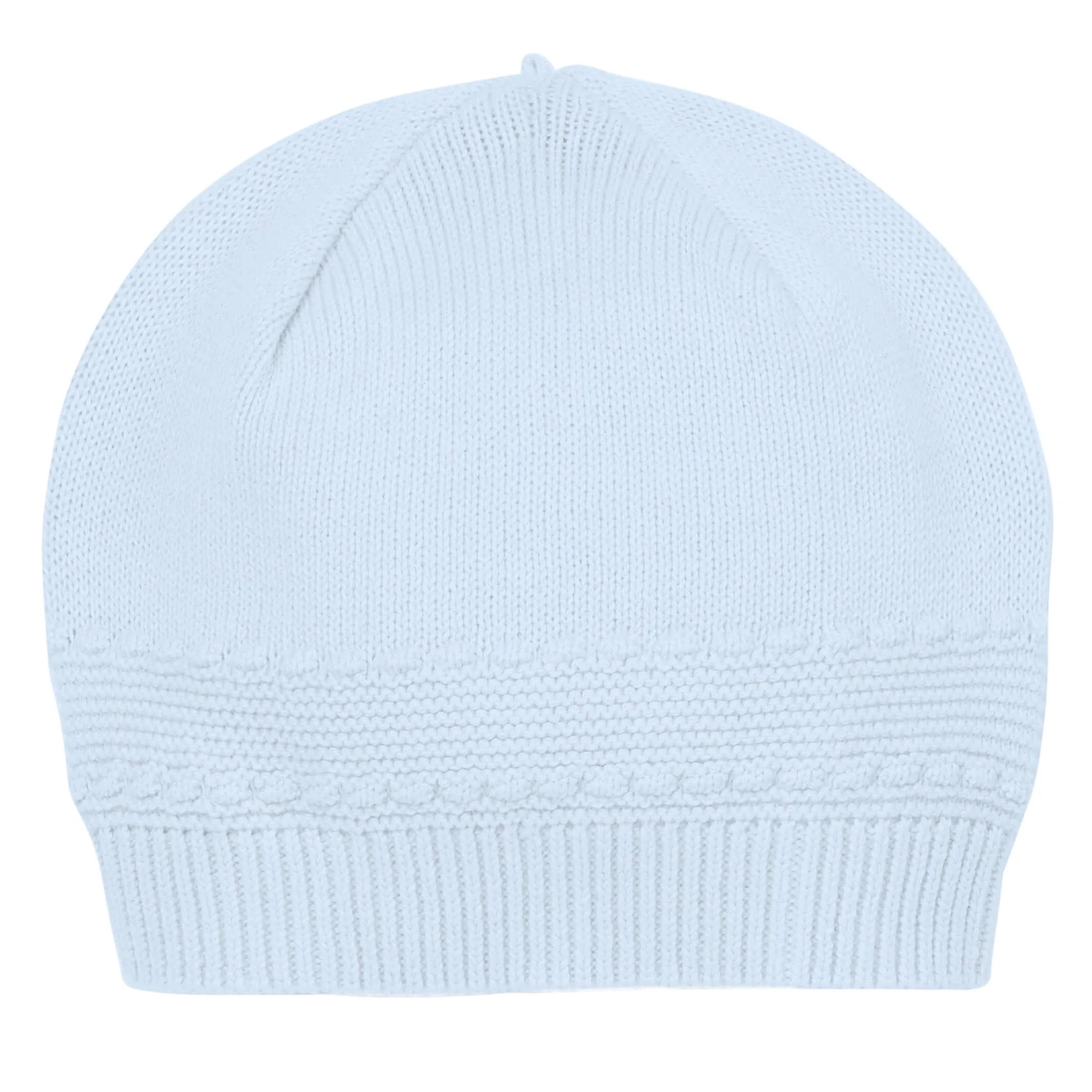 Blaues Strickoutfit mit Mütze für Babyjungen