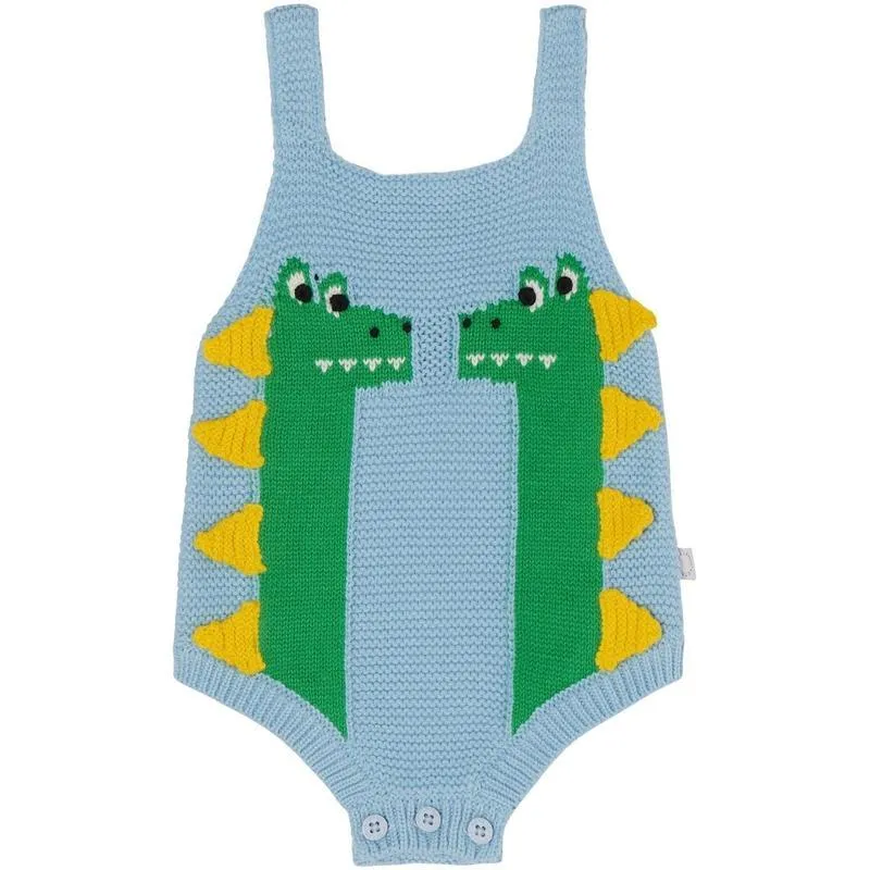Blaue Strickoverall für Babyjungen