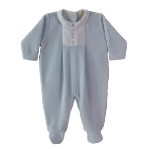 Baby Boys Blauer Velours-Strampler