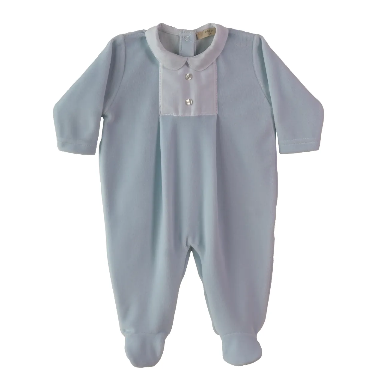 Baby Boys Blauer Velours-Strampler