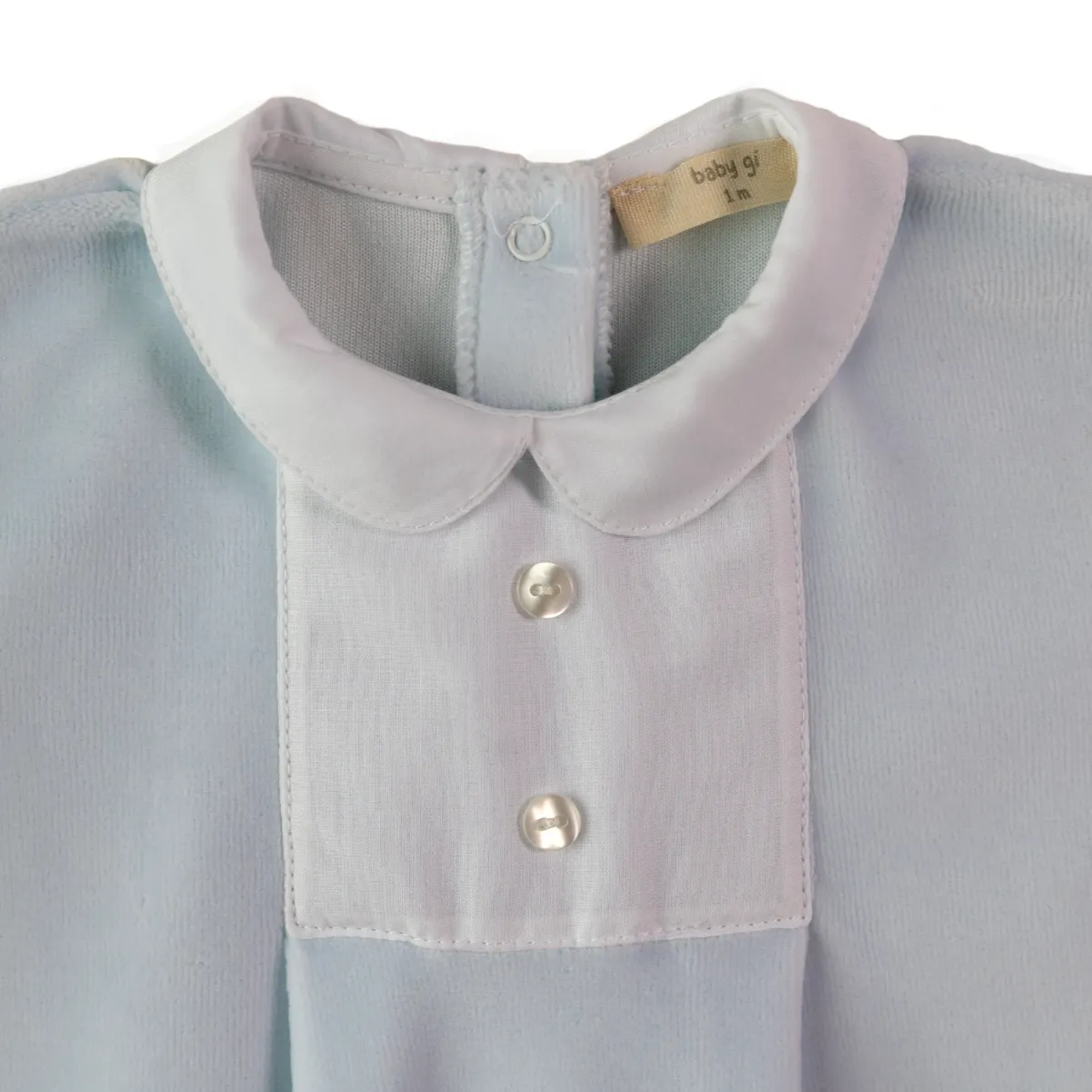Baby Boys Blauer Velours-Strampler