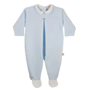 Baby Boys Blauer Velours-Strampler