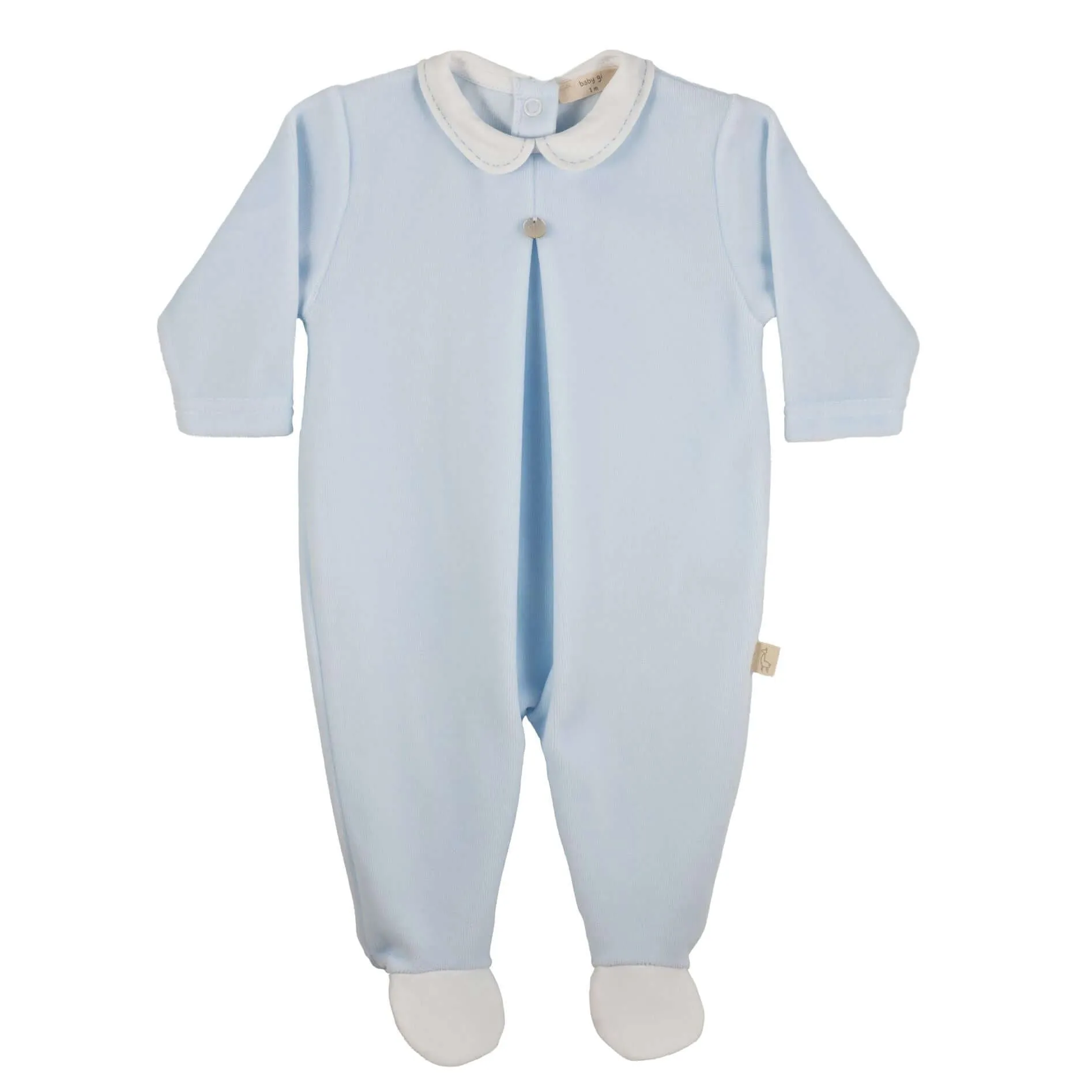 Baby Boys Blauer Velours-Strampler