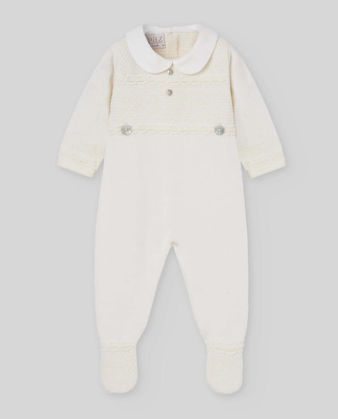 Creme Strick-Body für Babyjungen