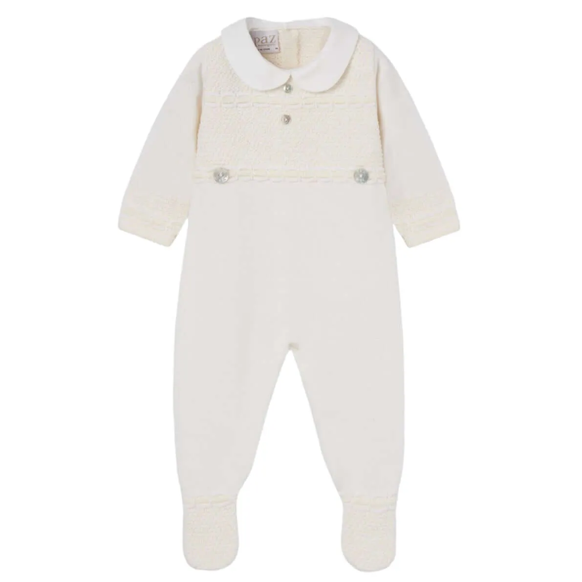 Creme Strick-Body für Babyjungen