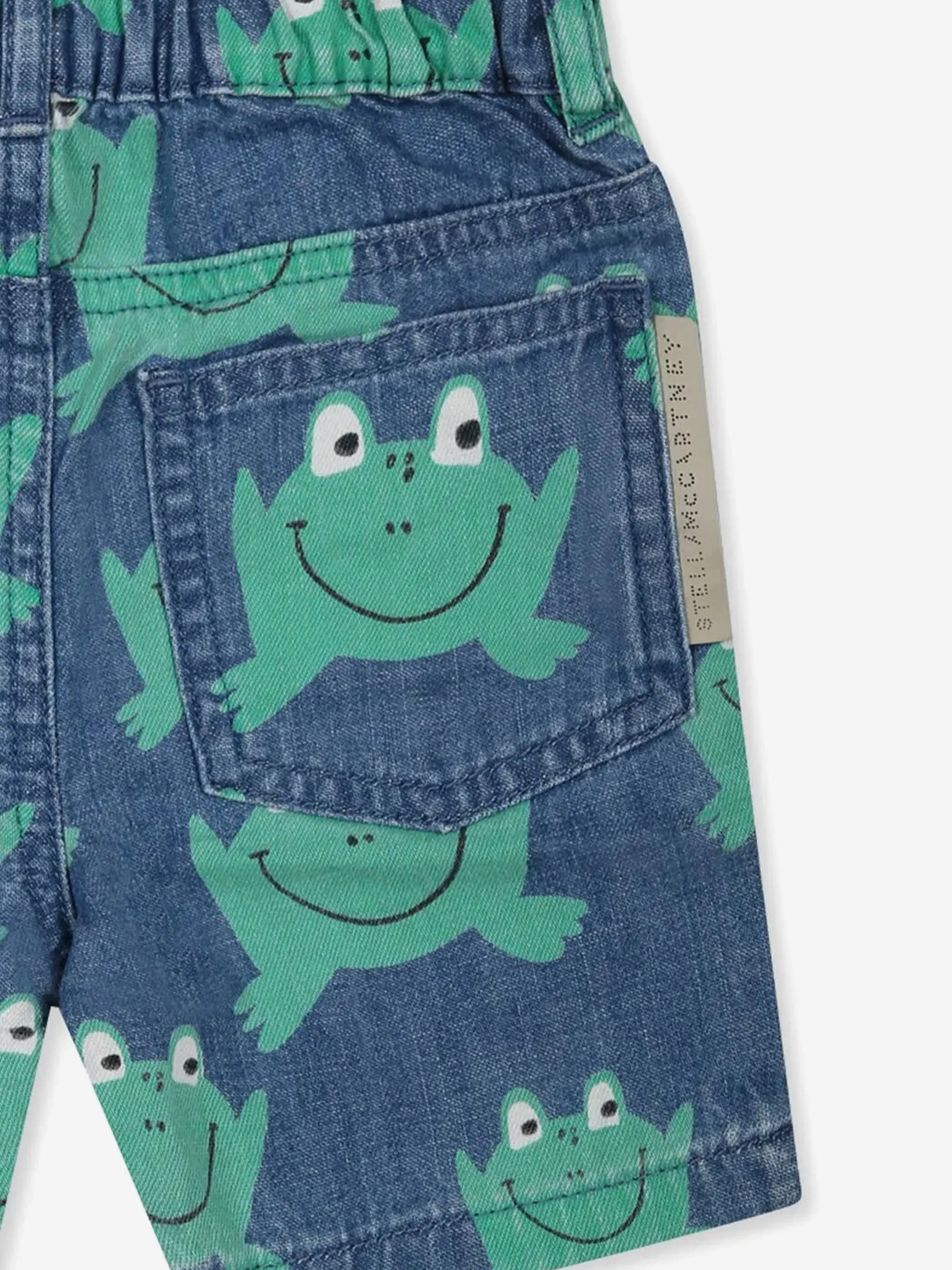 Blaue Denim-Frosch-Shorts für Babyjungen