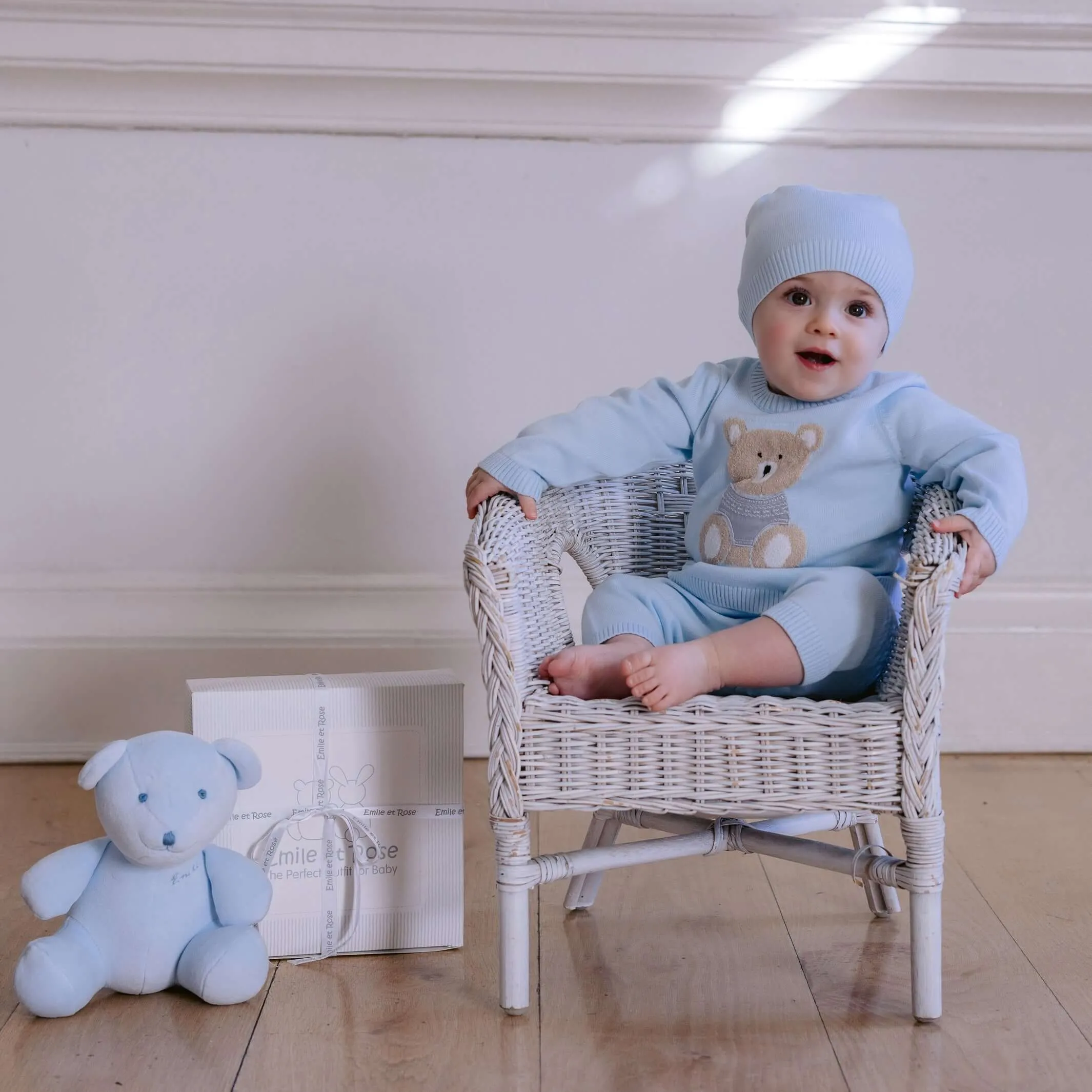 Baby Boys Easton Blau Gestrickte Garnitur