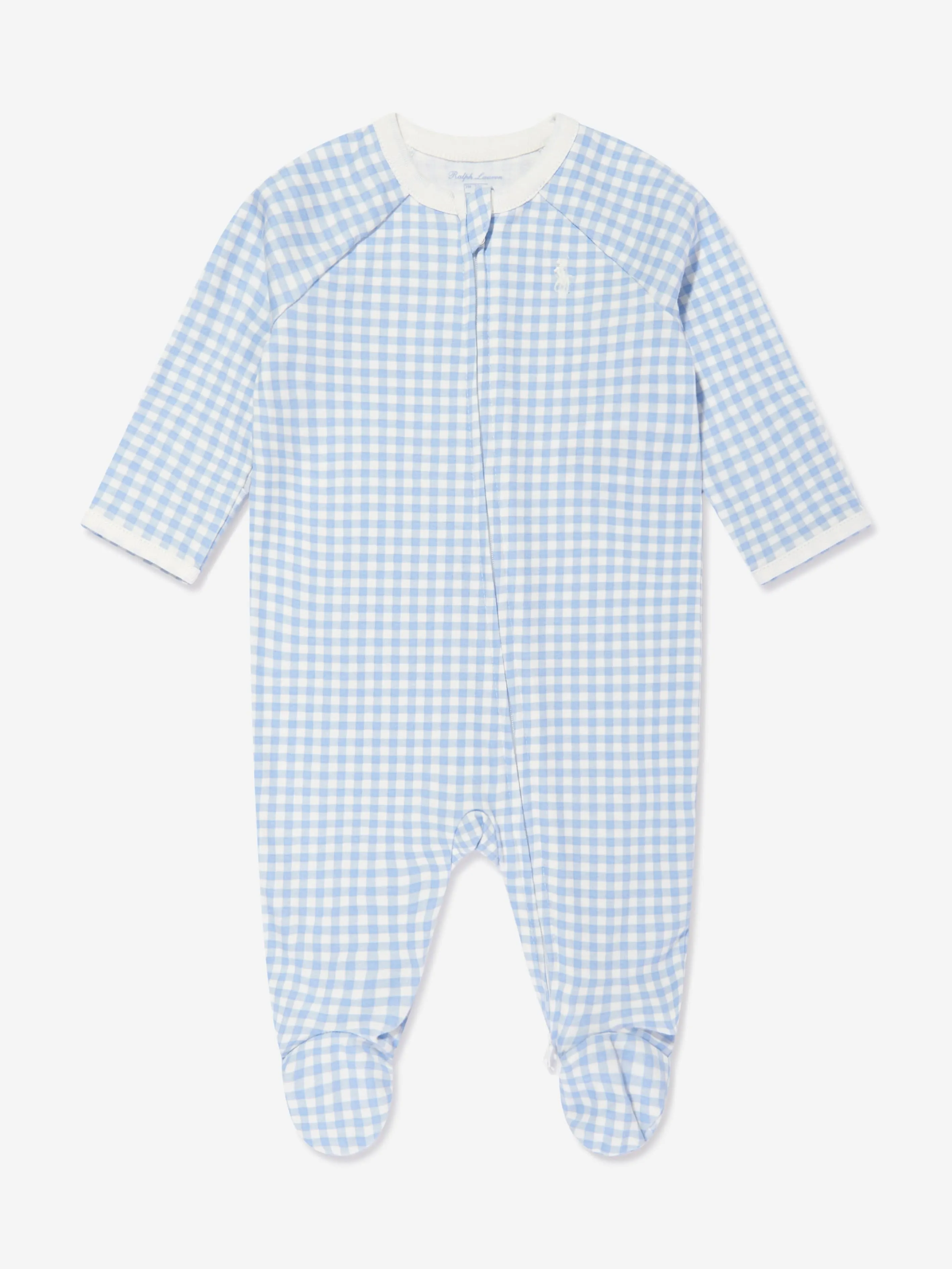 Baby Boys Gingham Babygrow-Set in Blau