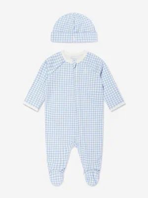 Baby Boys Gingham Babygrow-Set in Blau