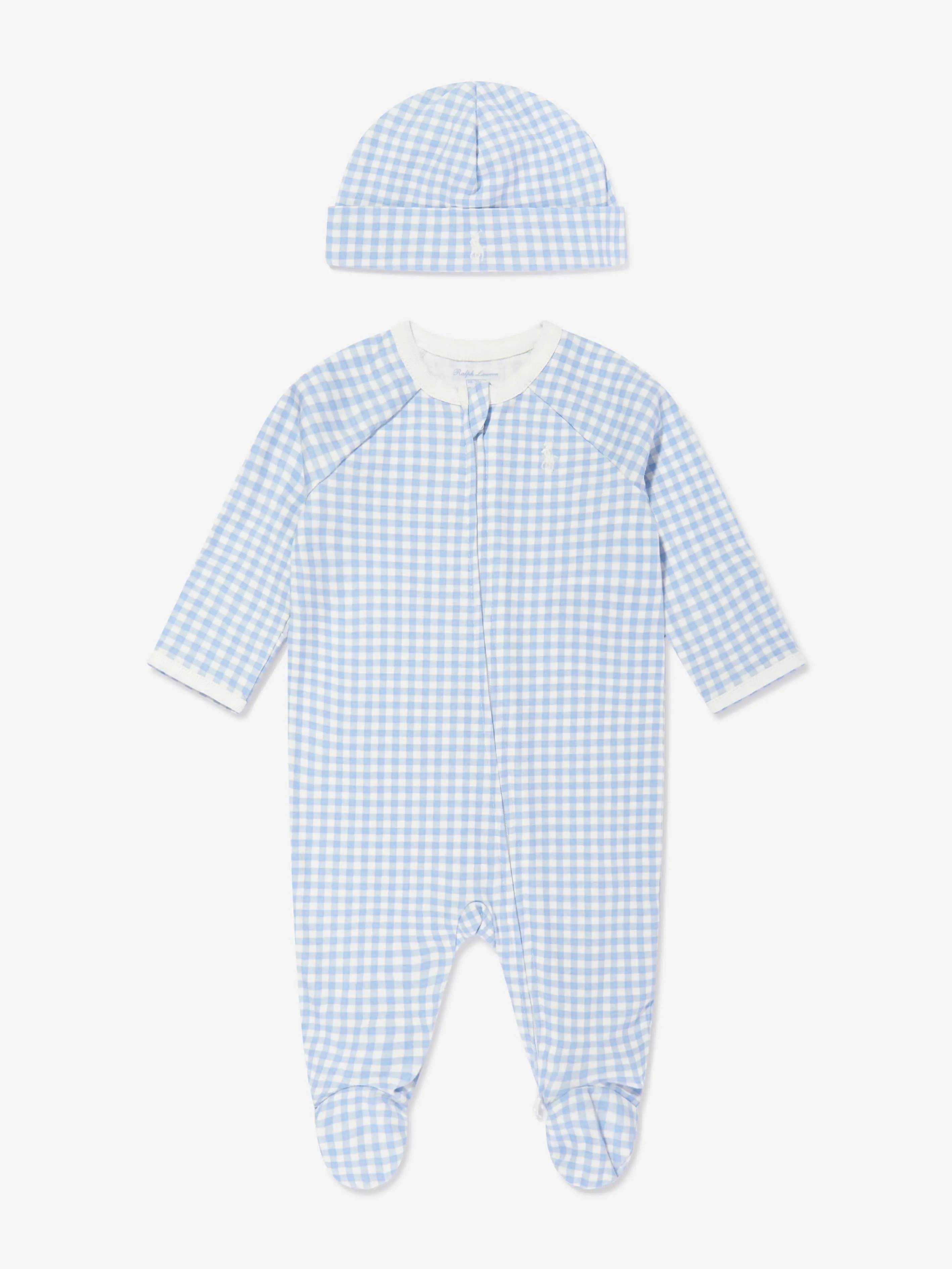 Baby Boys Gingham Babygrow-Set in Blau