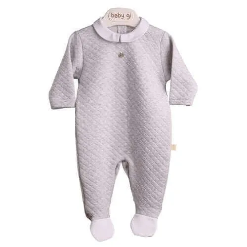 Baby Boys Grauer Jacquard-Strampler