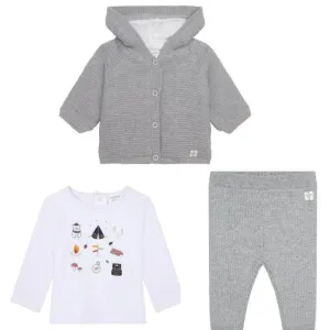 Graues Strick-3-teiliges Set für Babyjungen