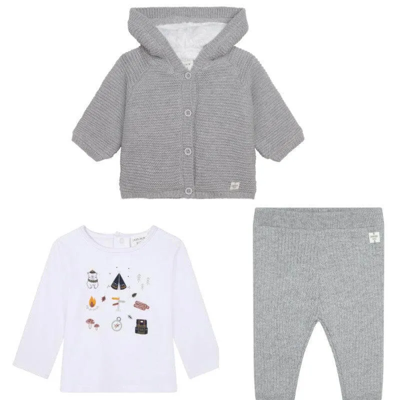 Graues Strick-3-teiliges Set für Babyjungen