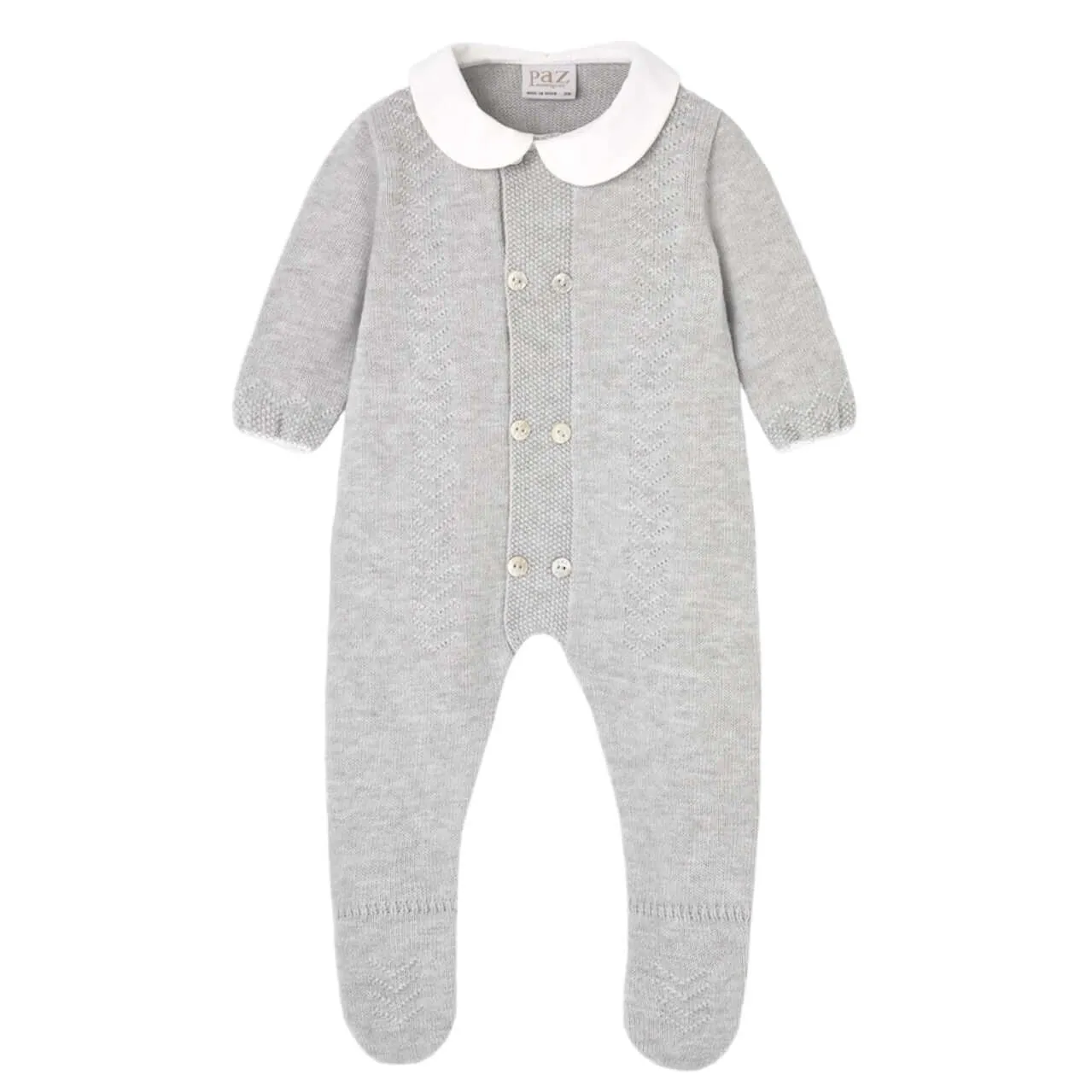 Grauer gestrickter Babybody für Jungen