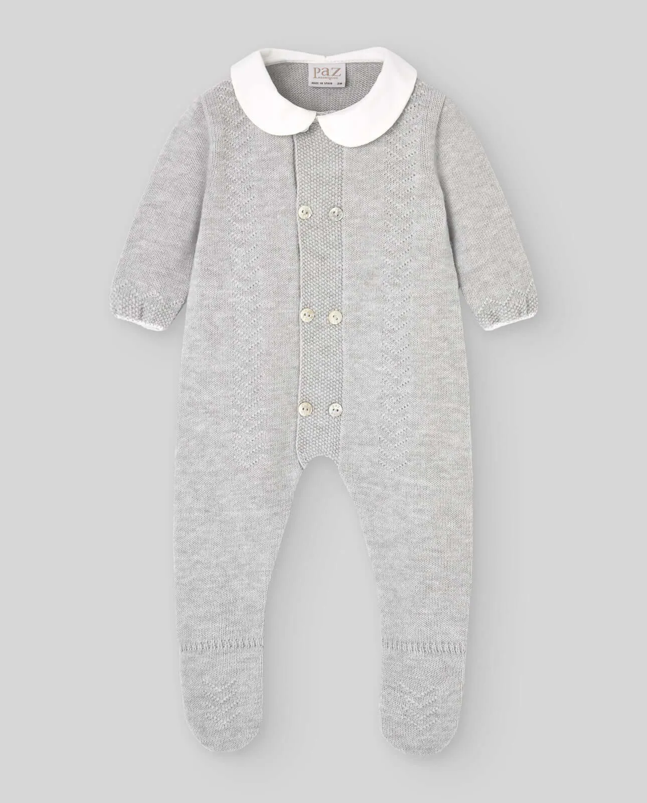 Grauer gestrickter Babybody für Jungen