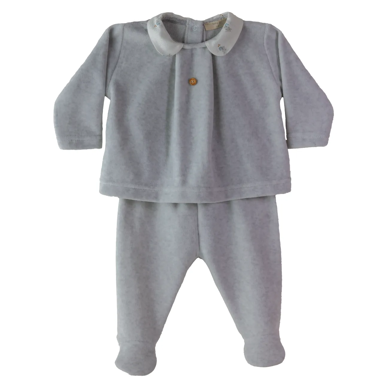 Baby Boys Grauer Velours-Set