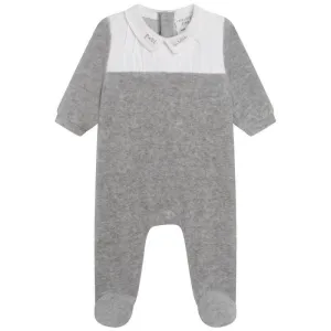 Grauer Samt-Babybody für Jungen