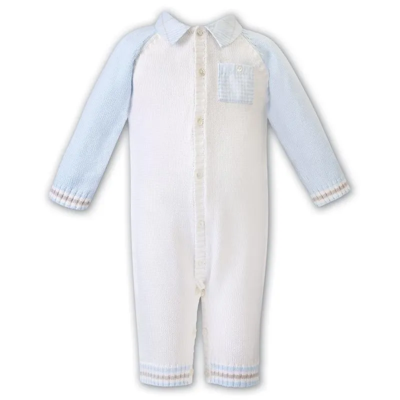 Elfenbein & Blaue Strickoverall für Babyjungen