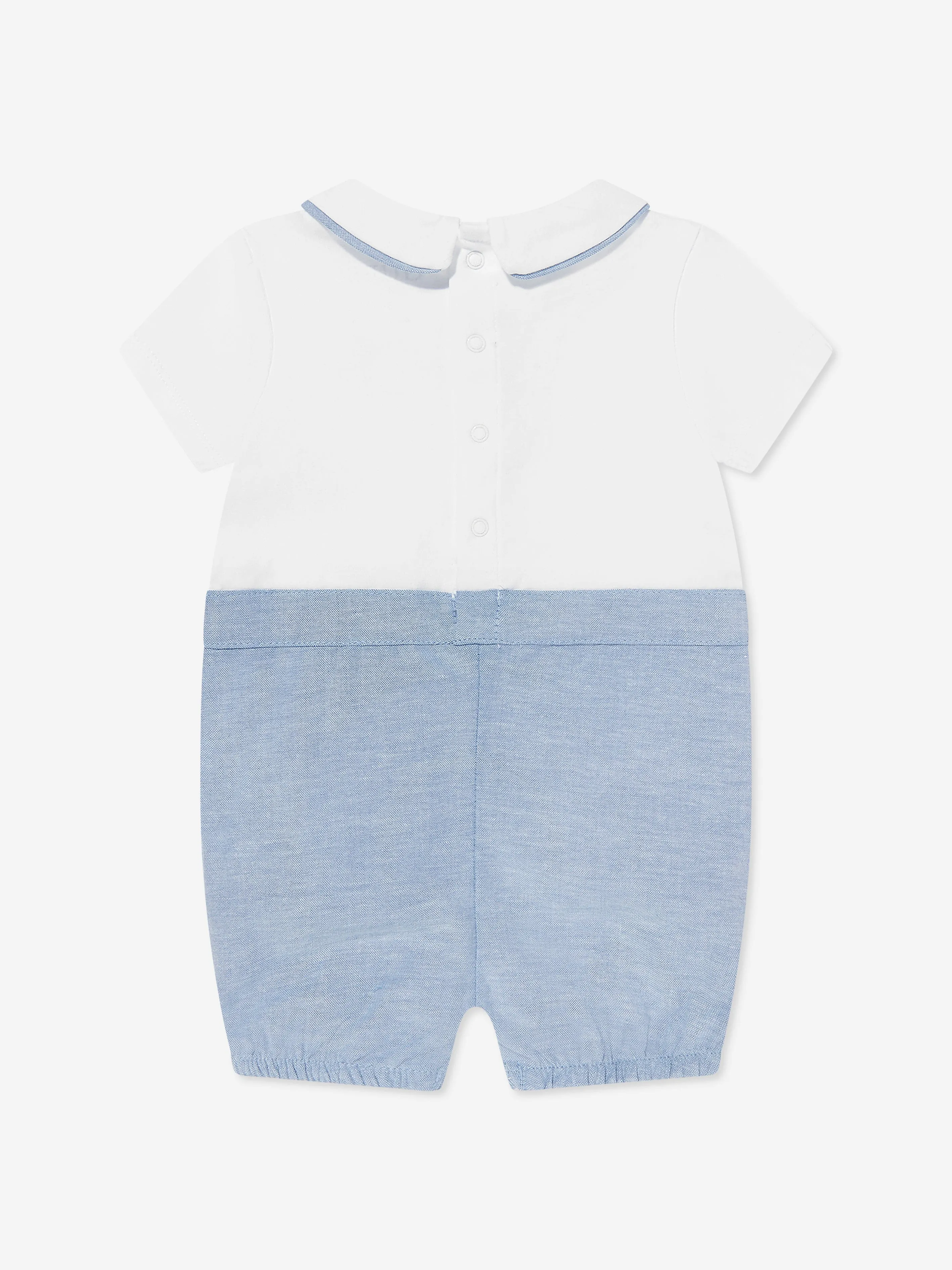 Baby Boys Jersey und Oxford Lätzchenhose in Weiß