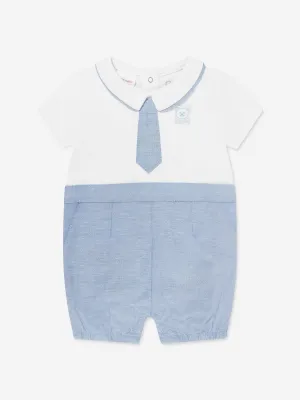 Baby Boys Jersey und Oxford Lätzchenhose in Weiß