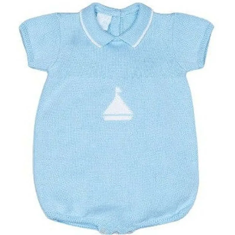 Gestrickter Blauer Segel-Overall für Babyjungen