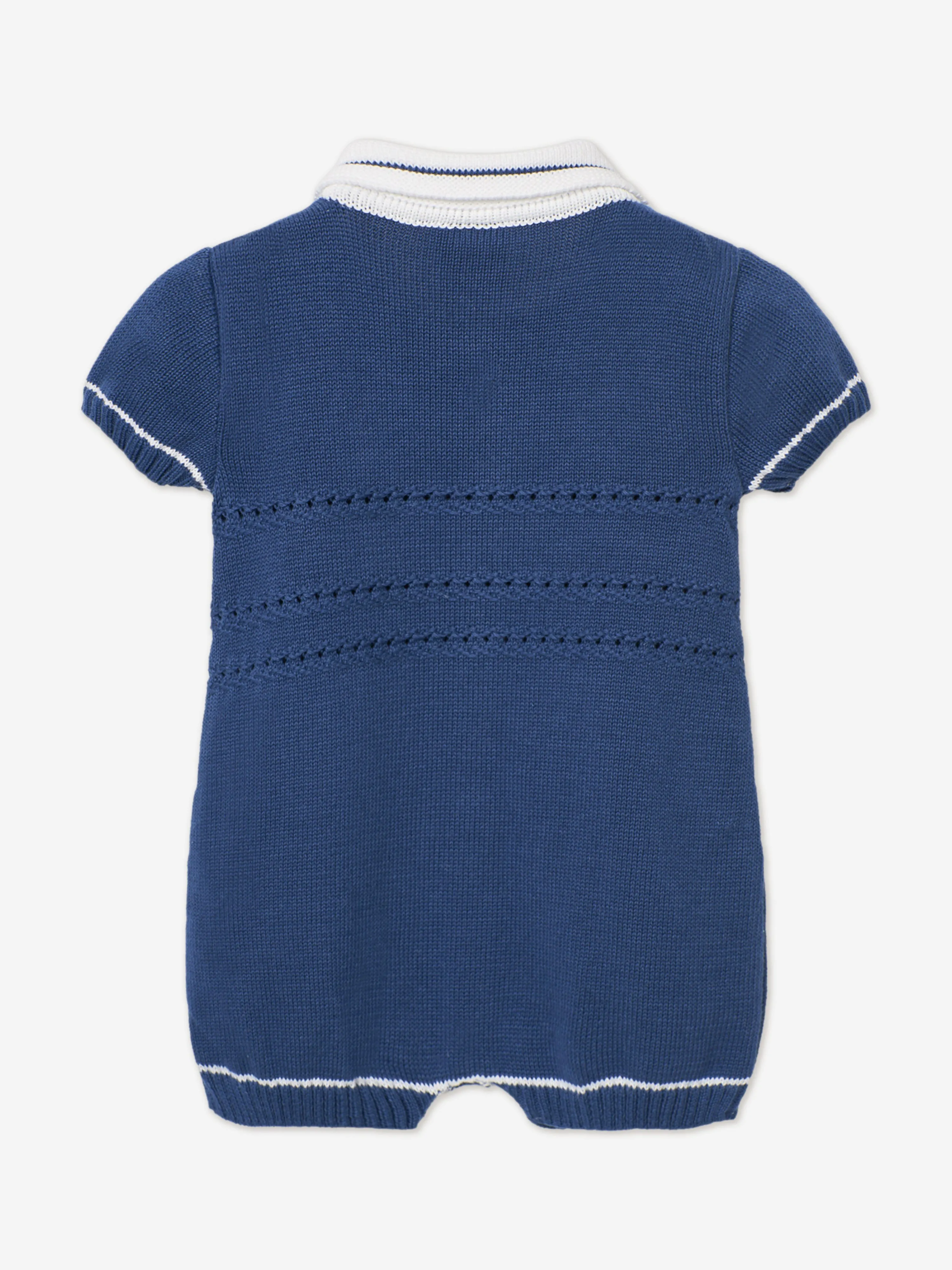 Blaue Strickoveralls für Babyjungen