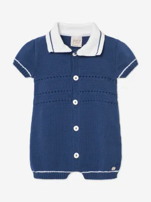 Blaue Strickoveralls für Babyjungen