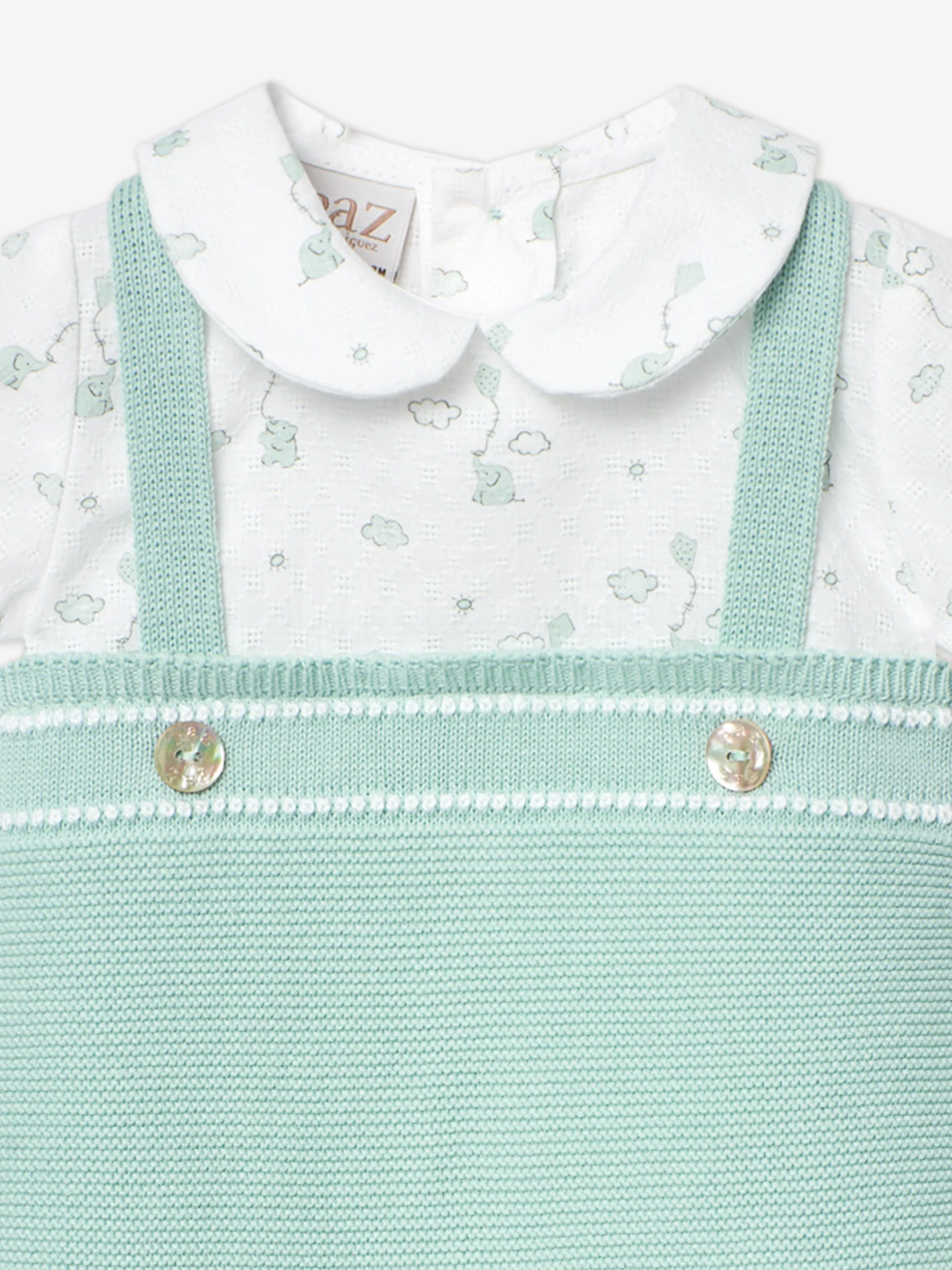 Grüner Strickoverall für Babyjungen