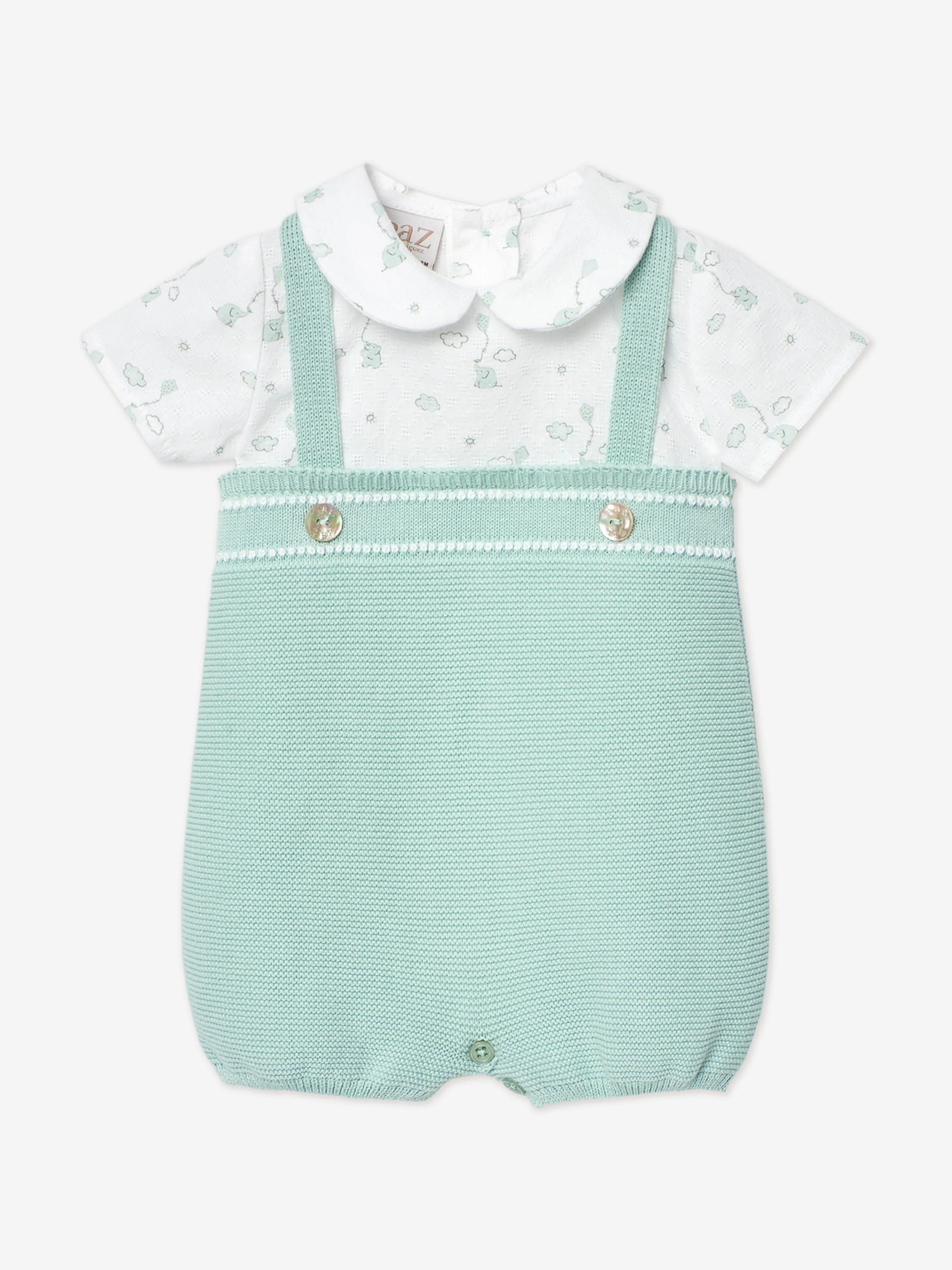 Grüner Strickoverall für Babyjungen
