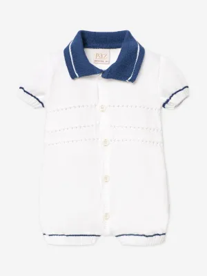 Weißer Strickoverall für Babyjungen