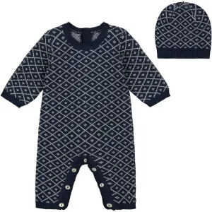 Baby Boys Navy Everett Strick-Babyoverall-Set