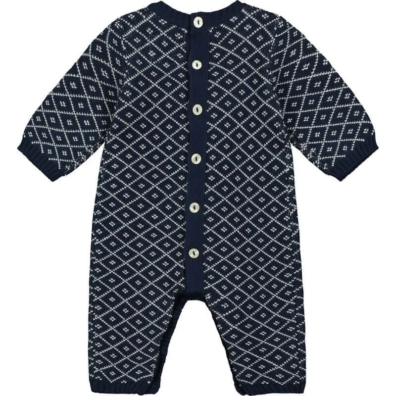 Baby Boys Navy Everett Strick-Babyoverall-Set