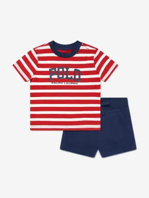 Baby Boys Polo T-Shirt und Shorts Set in Rot