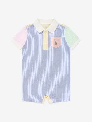 Baby Boys Gestreifter Logo-Strampler in Blau