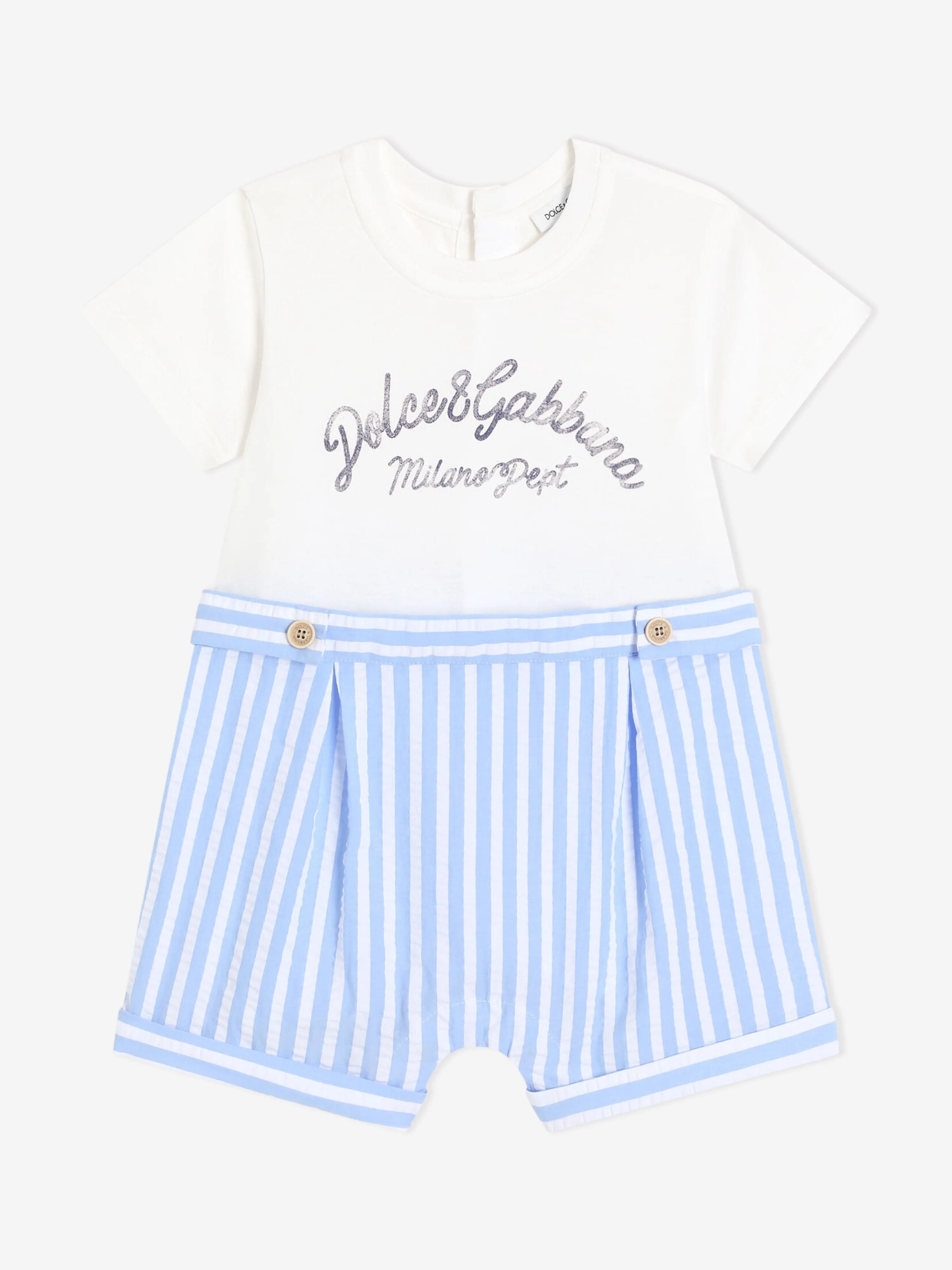 Blaue gestreifte Logo-Body für Babyjungen