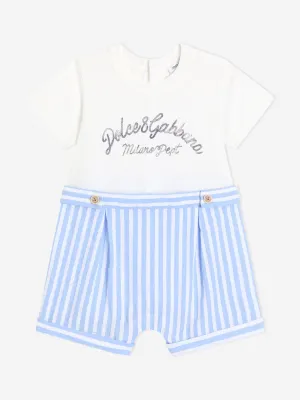 Blaue gestreifte Logo-Body für Babyjungen
